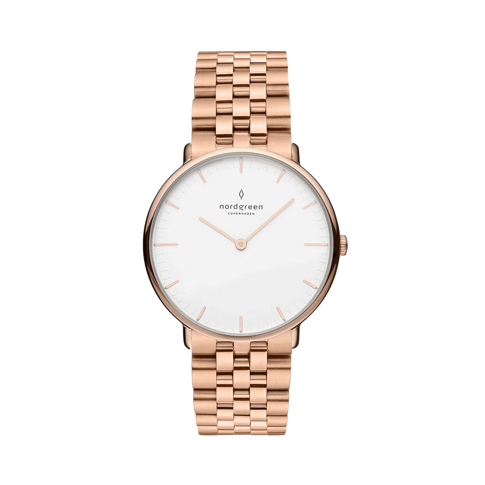 NORDGREEN Native 32mm Rose Gold White Wristwatch