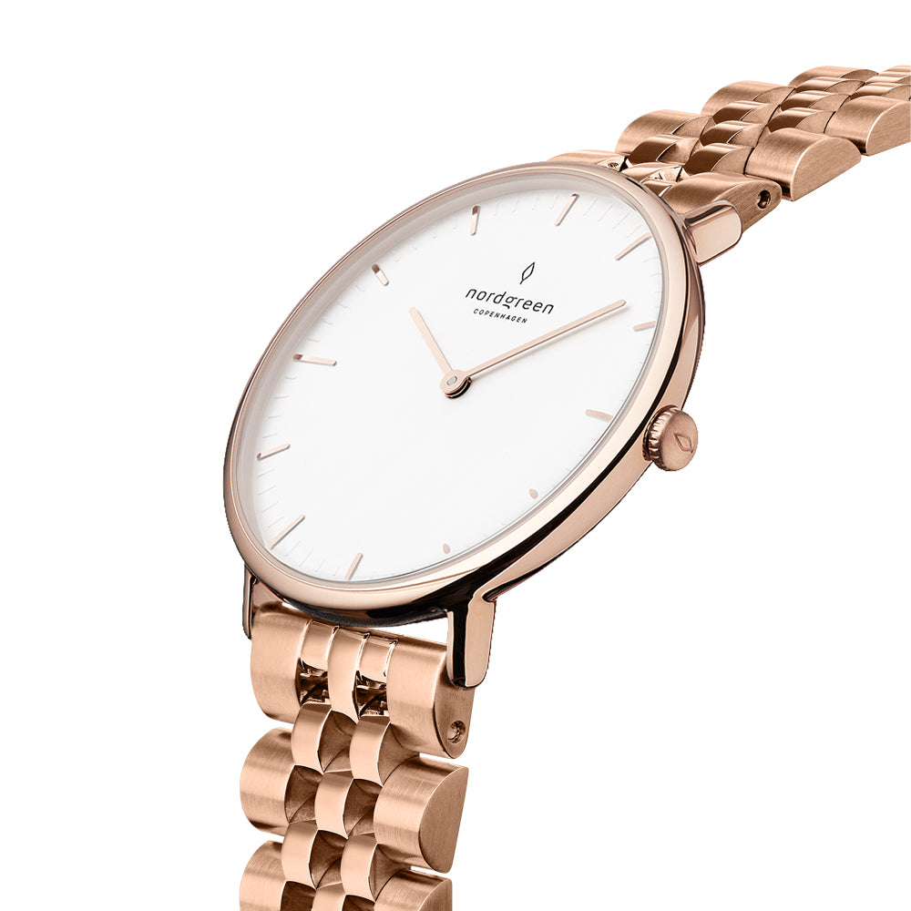 NORDGREEN Native 32mm Rose Gold White Wristwatch