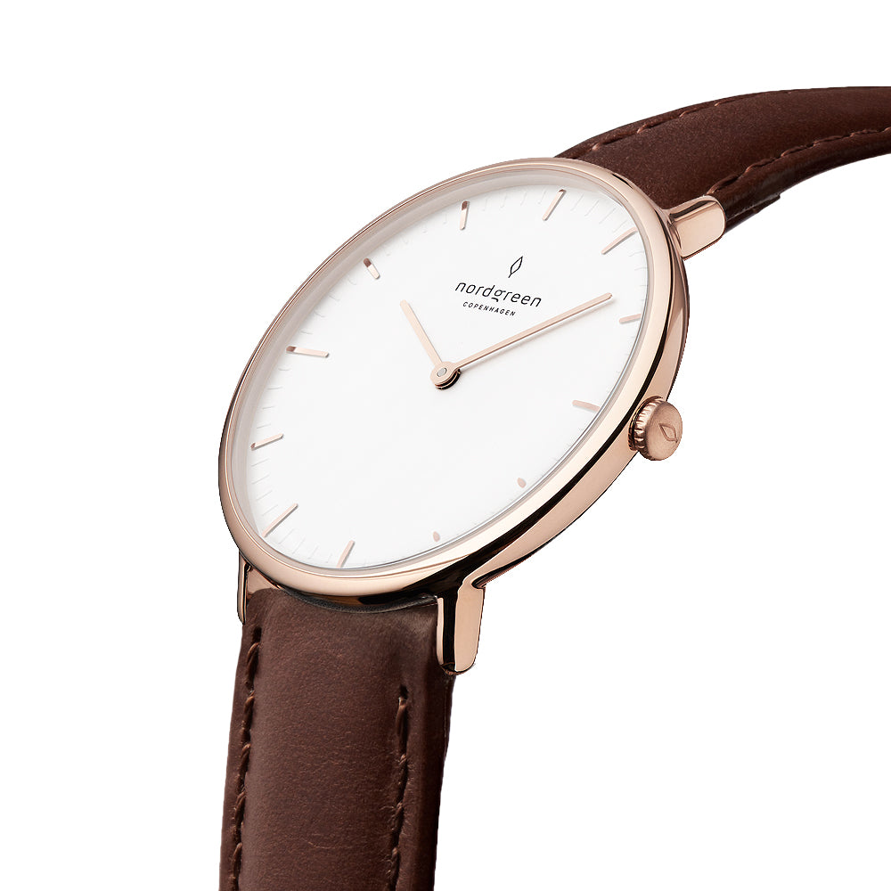 NORDGREEN Watch Native 36mm Rose Gold White NR36RGLEBRXX – Jarrett Fine  Jewellery