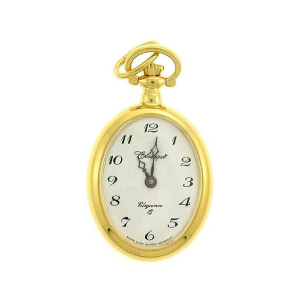 CLASSIQUE Gold-Plated Oval Pendant Watch with Chain