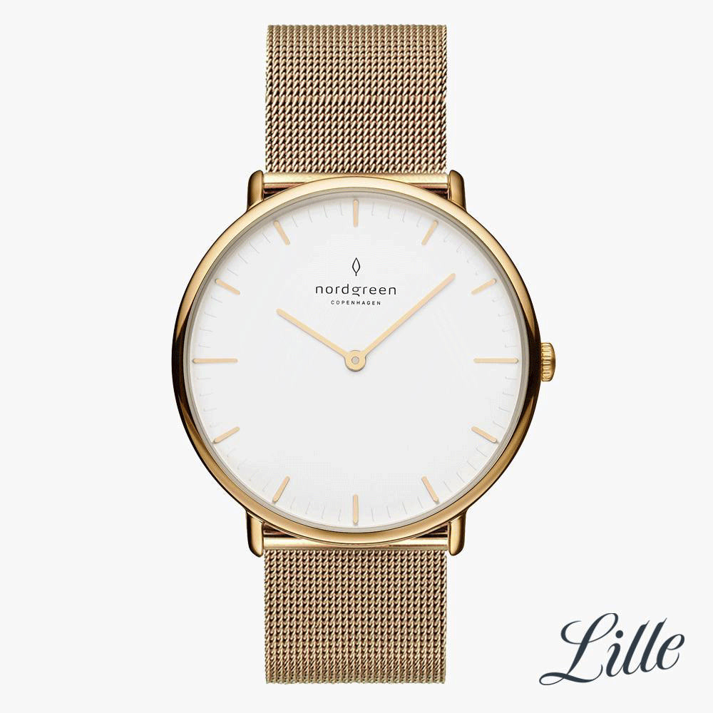 NORDGREEN Native 28mm Gold White Dial Wristwatch