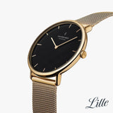 NORDGREEN Native 28mm Gold Black Dial Wristwatch