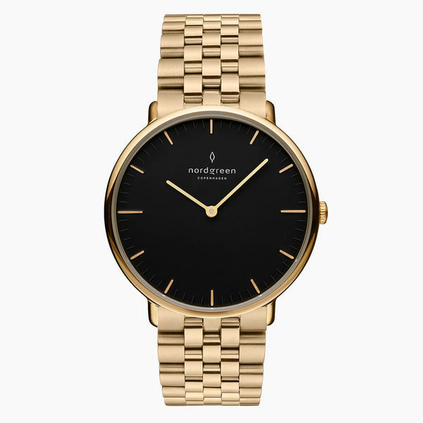 NORDGREEN Native 36mm Gold Black Dial Wristwatch