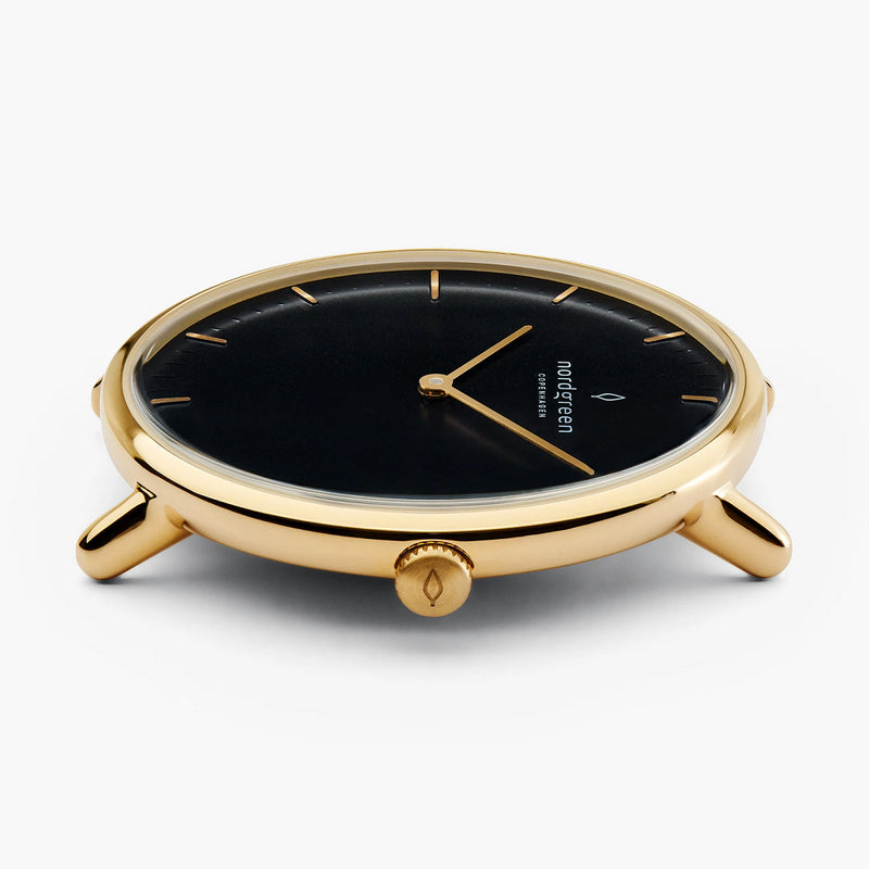 NORDGREEN Native 36mm Gold Black Dial Wristwatch