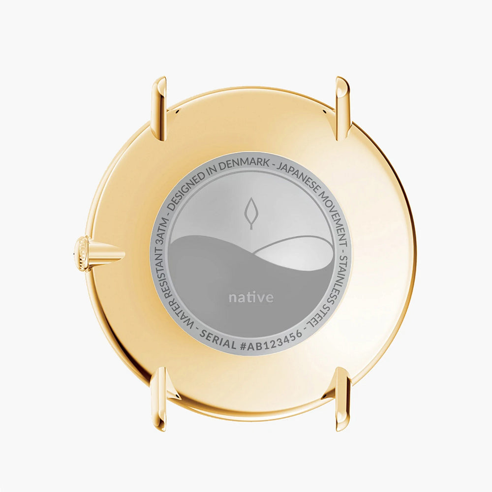 NORDGREEN Native 36mm Gold Black Dial Wristwatch