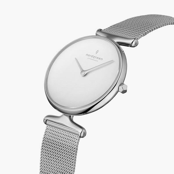 NORDGREEN Unika 28mm Silver Brushed Silver Dial Wristwatch