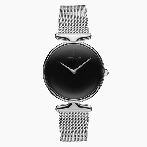 NORDGREEN Unika 32mm Silver Black Dial Wristwatch
