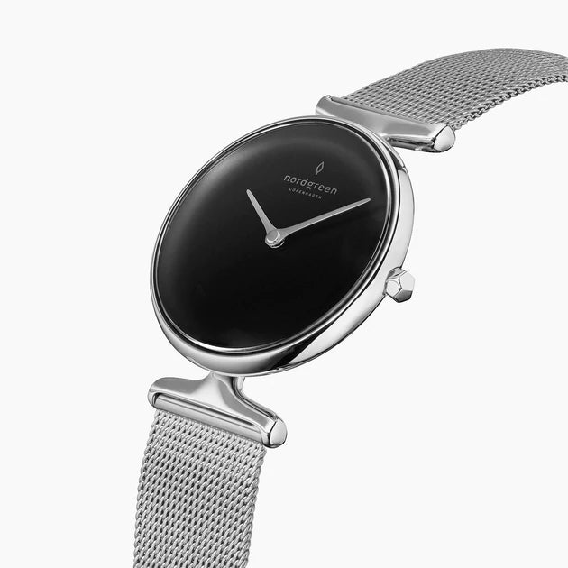 NORDGREEN Unika 32mm Silver Black Dial Wristwatch