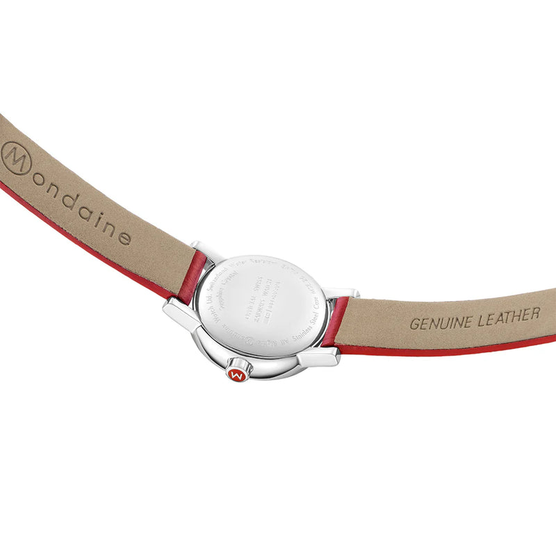 Mondaine Petite EVO2 26mm Watch on Red Leather