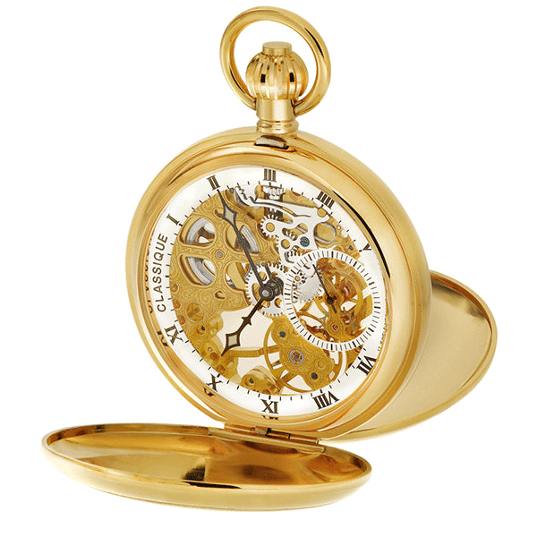 CLASSIQUE Full Skeleton Gold-Plated Steel Pocketwatch