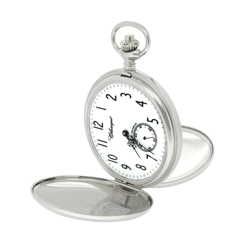CLASSIQUE Mechanical Half Skeleton Steel Pocketwatch