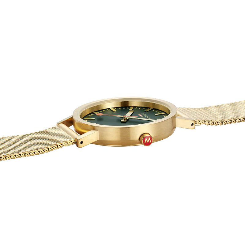 MONDAINE Forest Green Classic 36mm Gold Watch