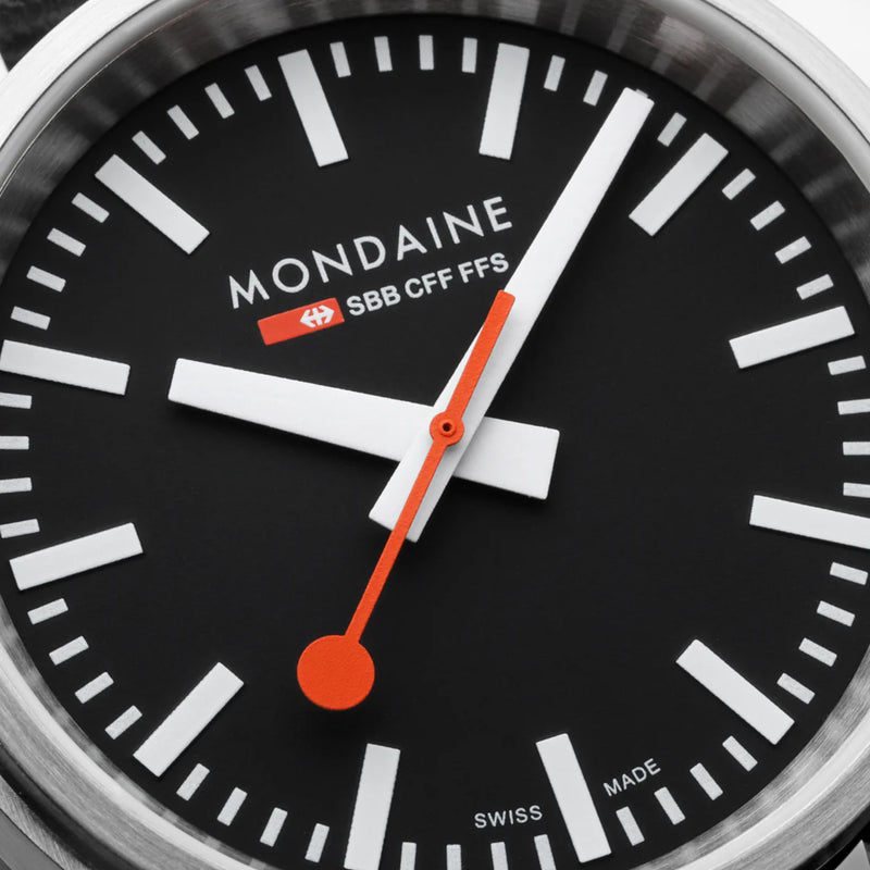 Mondaine Stop2Go Black Super-Luminova® 41mm Watch