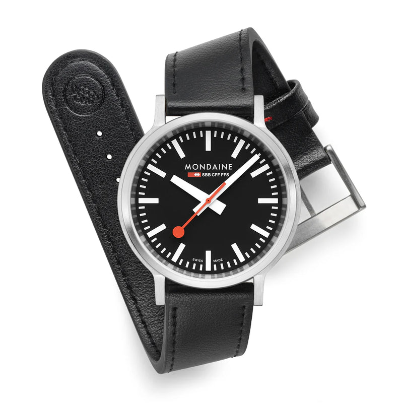 Mondaine Stop2Go Black Super-Luminova® 41mm Watch