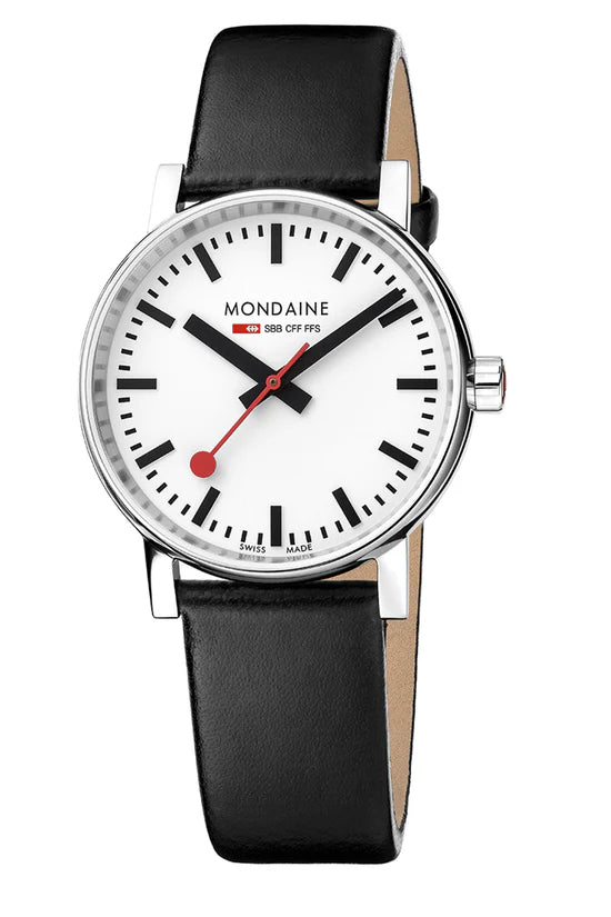 Mondaine EVO2 35mm Watch on Black Leather