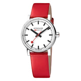 Mondaine EVO2 35mm Watch on Red Leather