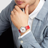 Mondaine EVO2 35mm Watch on Red Leather