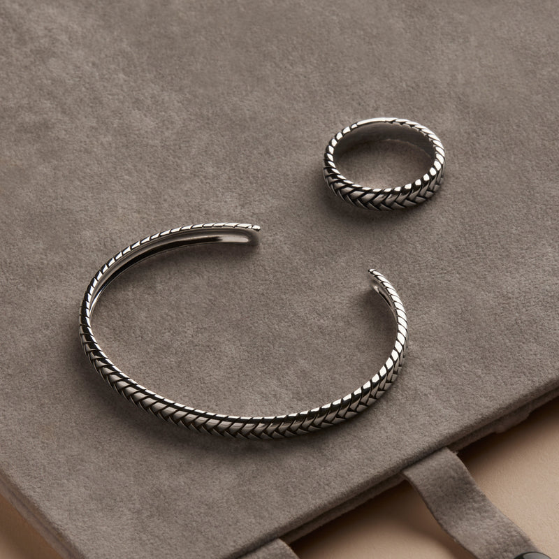 Najo Tessera Mens Oxidised Ring