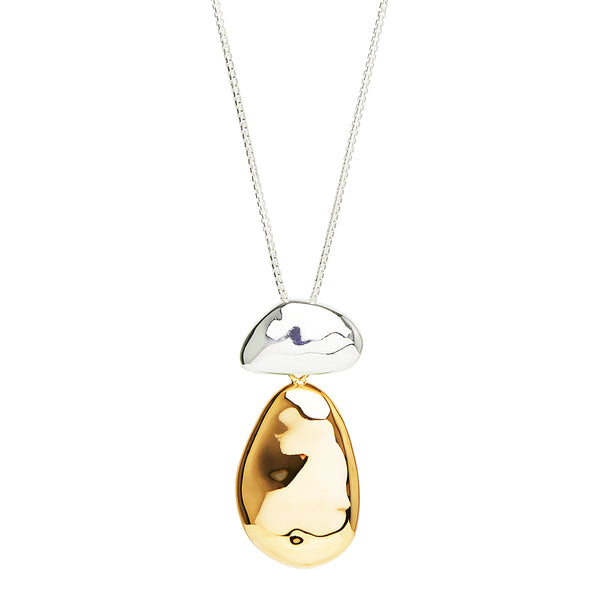 Najo Double Pebblet Two-Tone Pendant Necklace