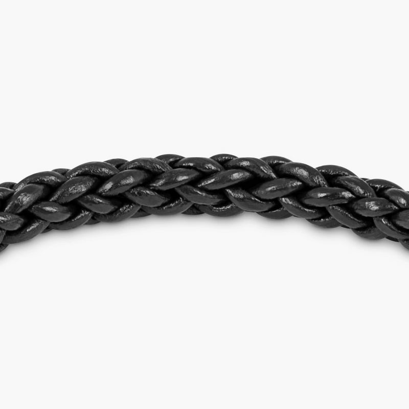Tateossian Click Trenza Black Leather Bracelet