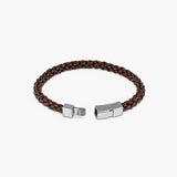 Tateossian Click Trenza Brown Leather Bracelet