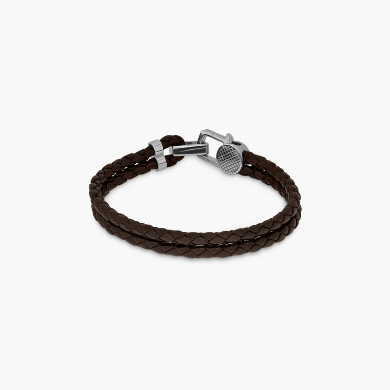 Tateossian Signature Lock Bracelet in Brown Leather