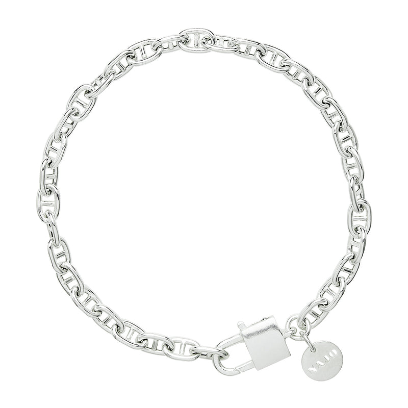 Najo Love Lock Silver Chain Bracelet