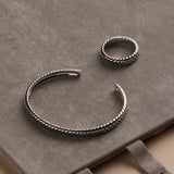 Najo Tessera Mens Oxidised Cuff