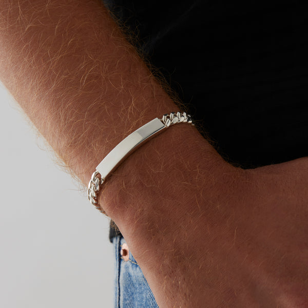 Najo Cuban Mens Silver I.D. Bracelet