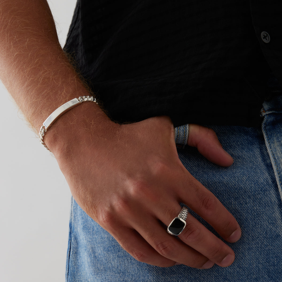 Najo Cuban Mens Silver I.D. Bracelet