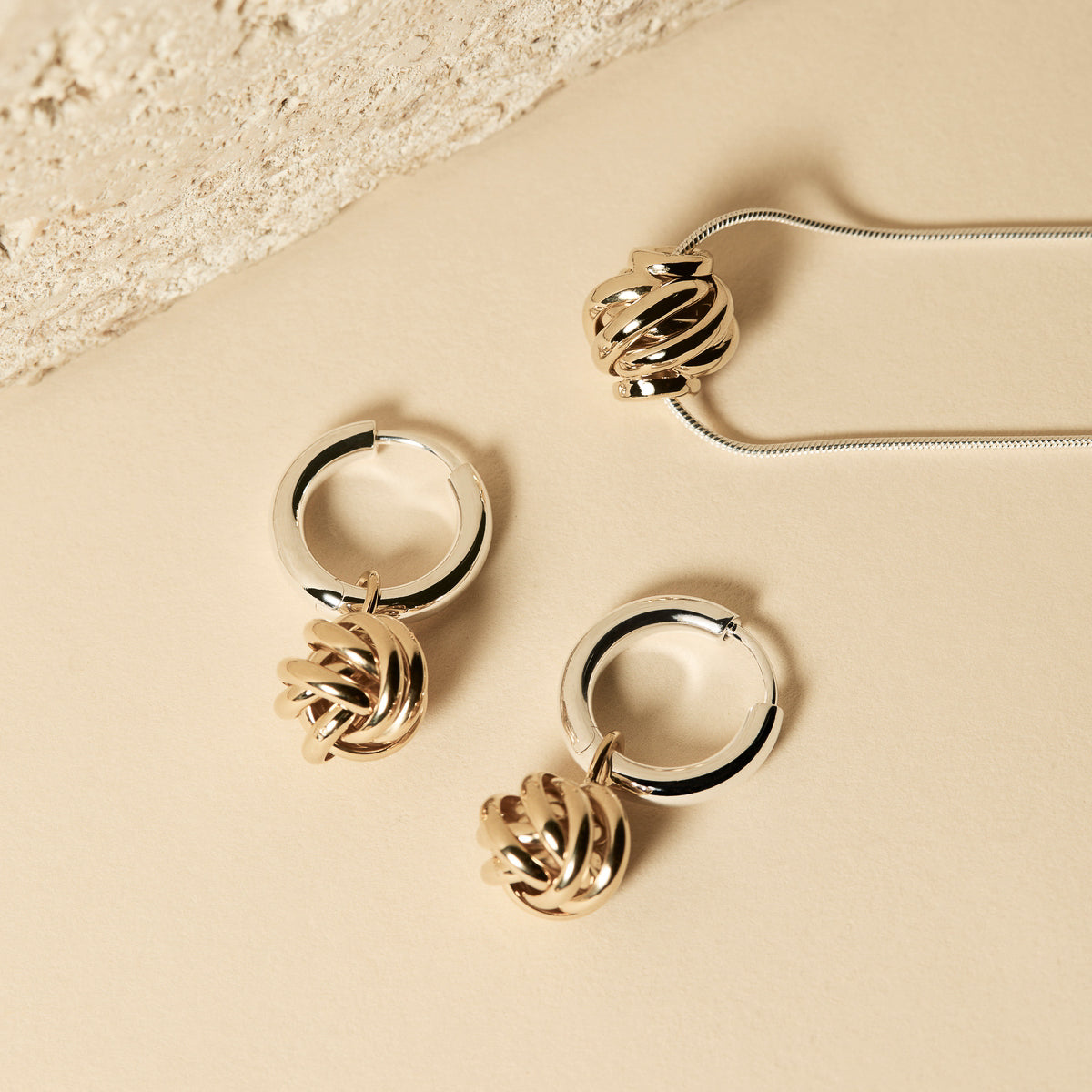 NAJO Nest Huggie Silver Gold Earring