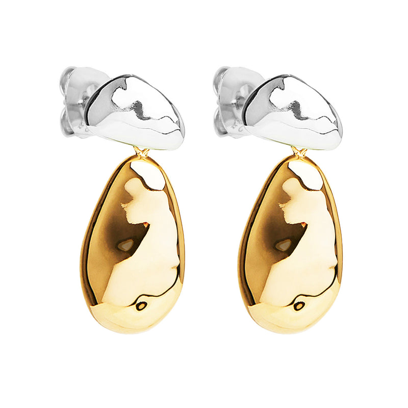 Najo Double Pebblet Two-Tone Stud Earrings