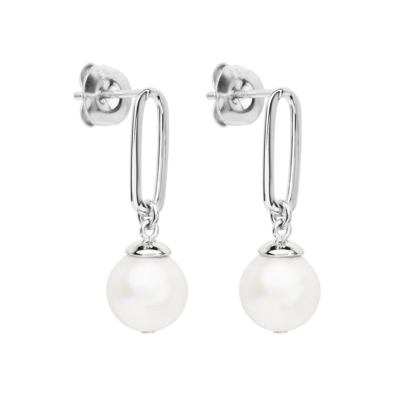 Najo The Enchantress Silver Pearl Drop Stud Earrings