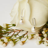 Najo The Enchantress Silver Pearl Drop Stud Earrings