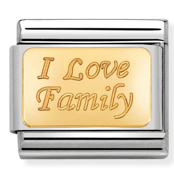 Nomination Composable 18ct Gold Engraved "I Love Family"