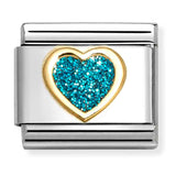Nomination Composable 18ct Gold & Enamel Glitter Turquoise Heart