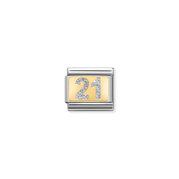 Nomination Composable 18ct Gold & Enamel Glitter Number 21