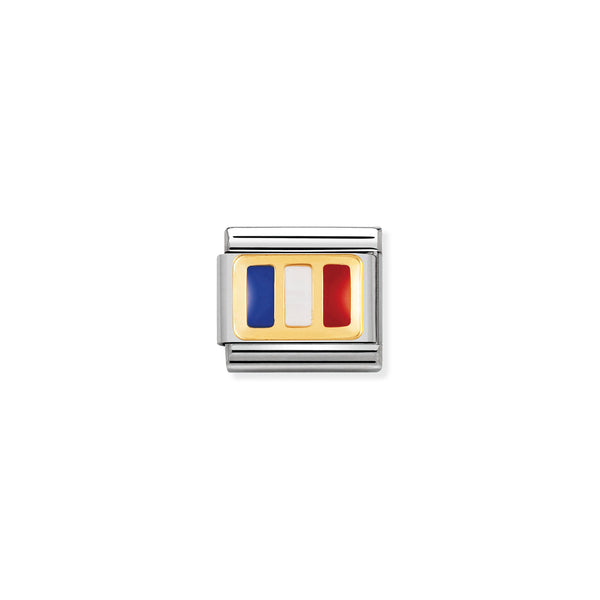 Nomination Composable 18ct Gold & Enamel Flag of France