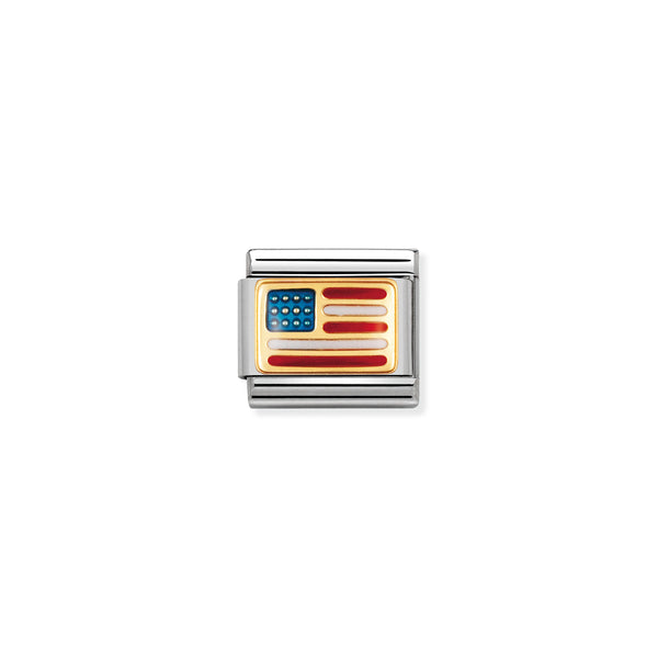 Nomination Composable 18ct Gold & Enamel Flag of USA