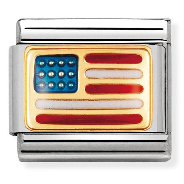 Nomination Composable 18ct Gold & Enamel Flag of USA