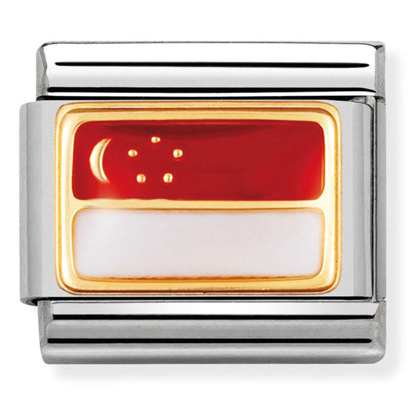 Nomination Composable 18ct Gold & Enamel Flag of Singapore