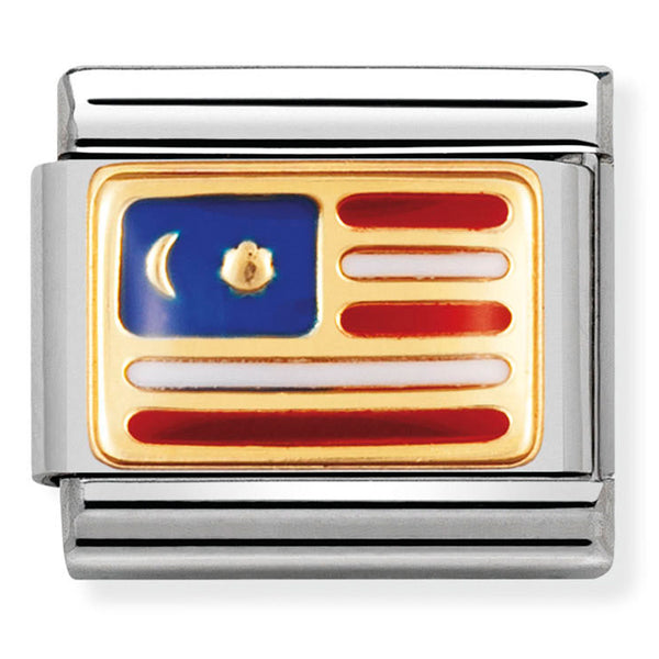 Nomination Composable 18ct Gold & Enamel Flag of Malaysia