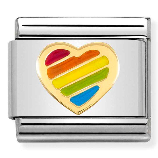 Nomination Composable 18ct Gold & Enamel Rainbow Heart