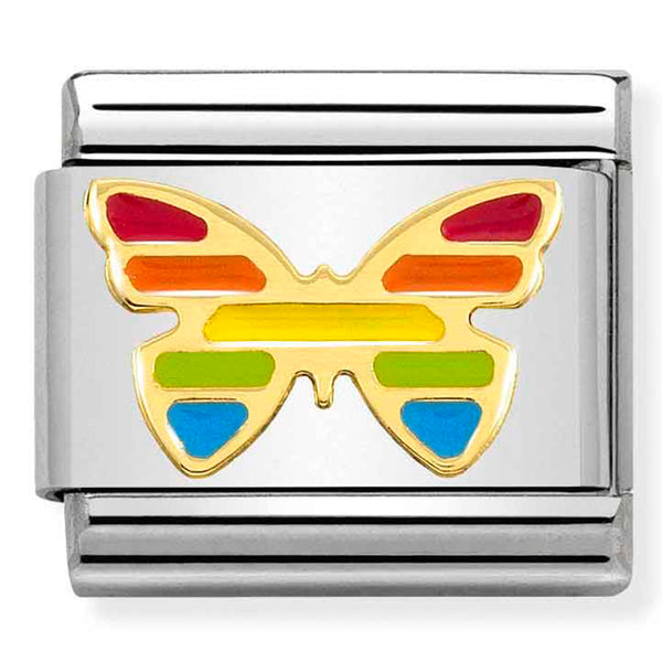Nomination Composable 18ct Gold & Enamel Rainbow Butterfly