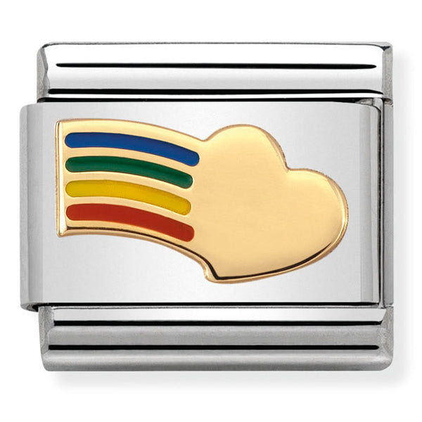 Nomination Composable 18ct Gold & Enamel Rainbow & Heart