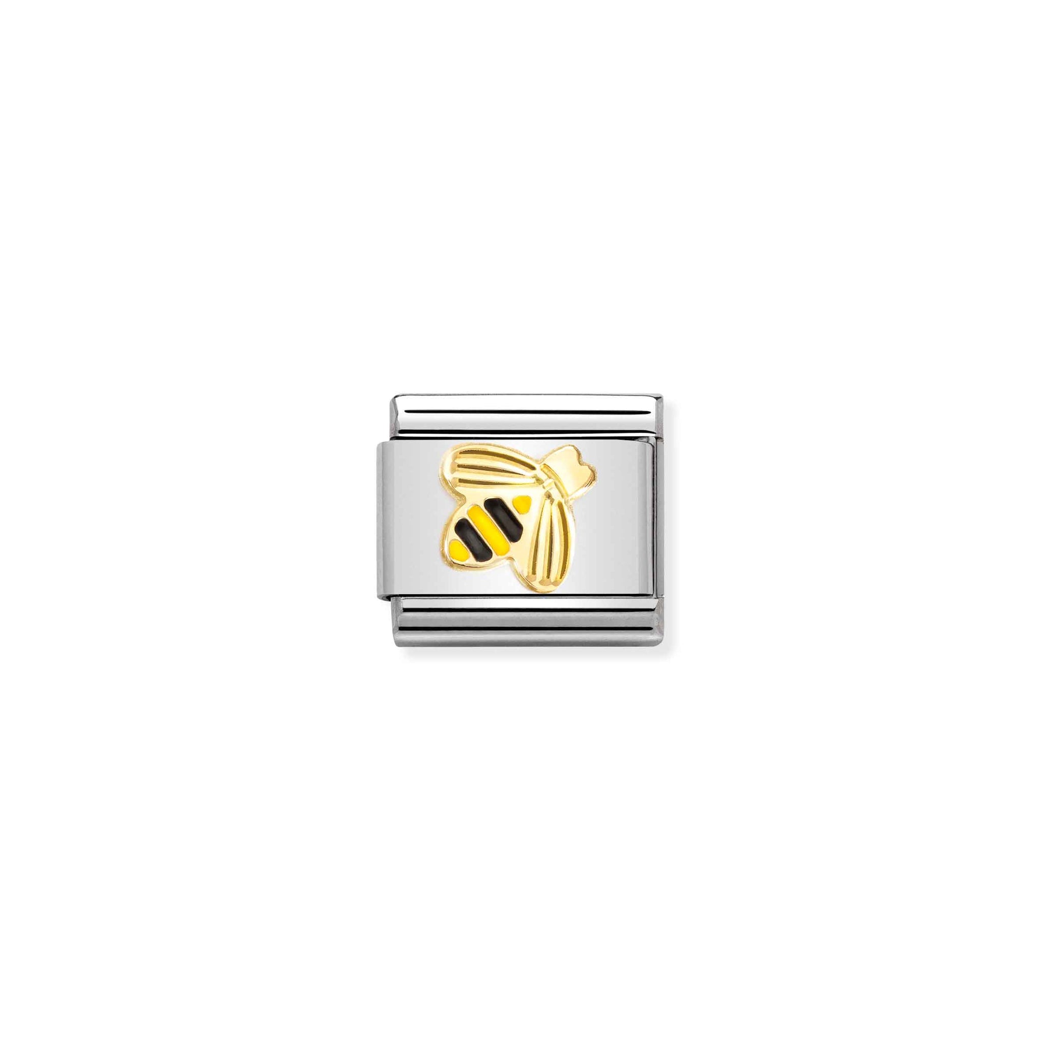 Nomination Composable 18ct Gold & Enamel Etched Yellow & Black Bee ...