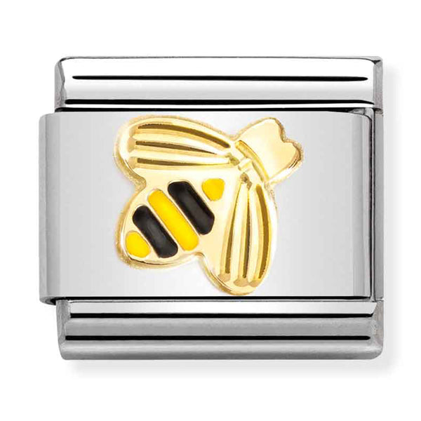 Nomination Composable 18ct Gold & Enamel Etched Yellow & Black Bee