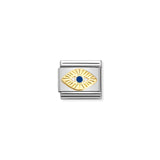 Nomination Composable 18ct Gold & Enamel Etched Blue Eye of God