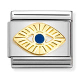 Nomination Composable 18ct Gold & Enamel Etched Blue Eye of God