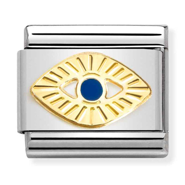 Nomination Composable 18ct Gold & Enamel Etched Blue Eye of God